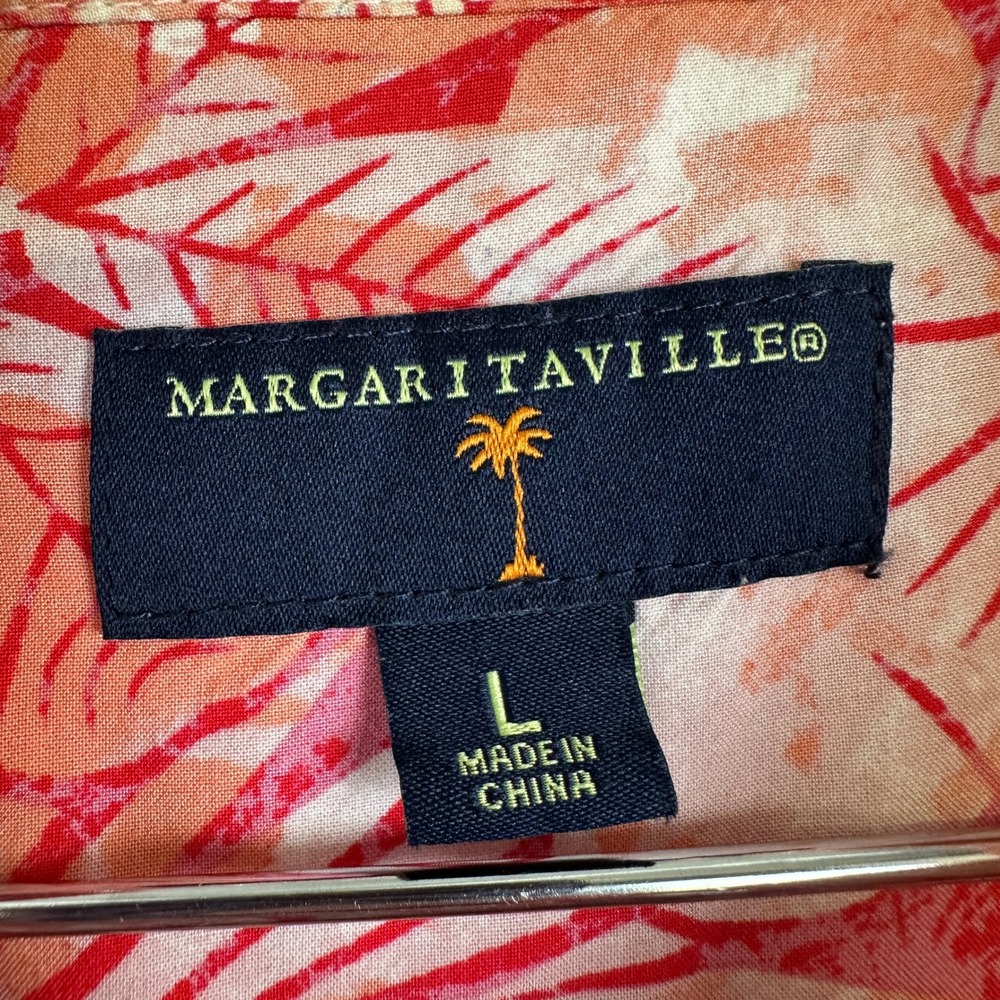 Margaritaville Tropical Hibiscus Shirt Men's Large Red Excellent Rayon‎ - Picture 5 of 11